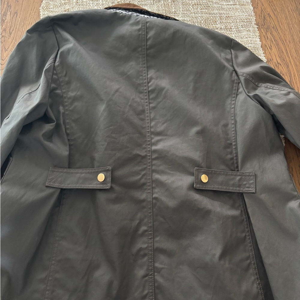 J Crew Barn Jacket with Liberty Floral Print Olive Green Small Like New - Picture 14 of 14